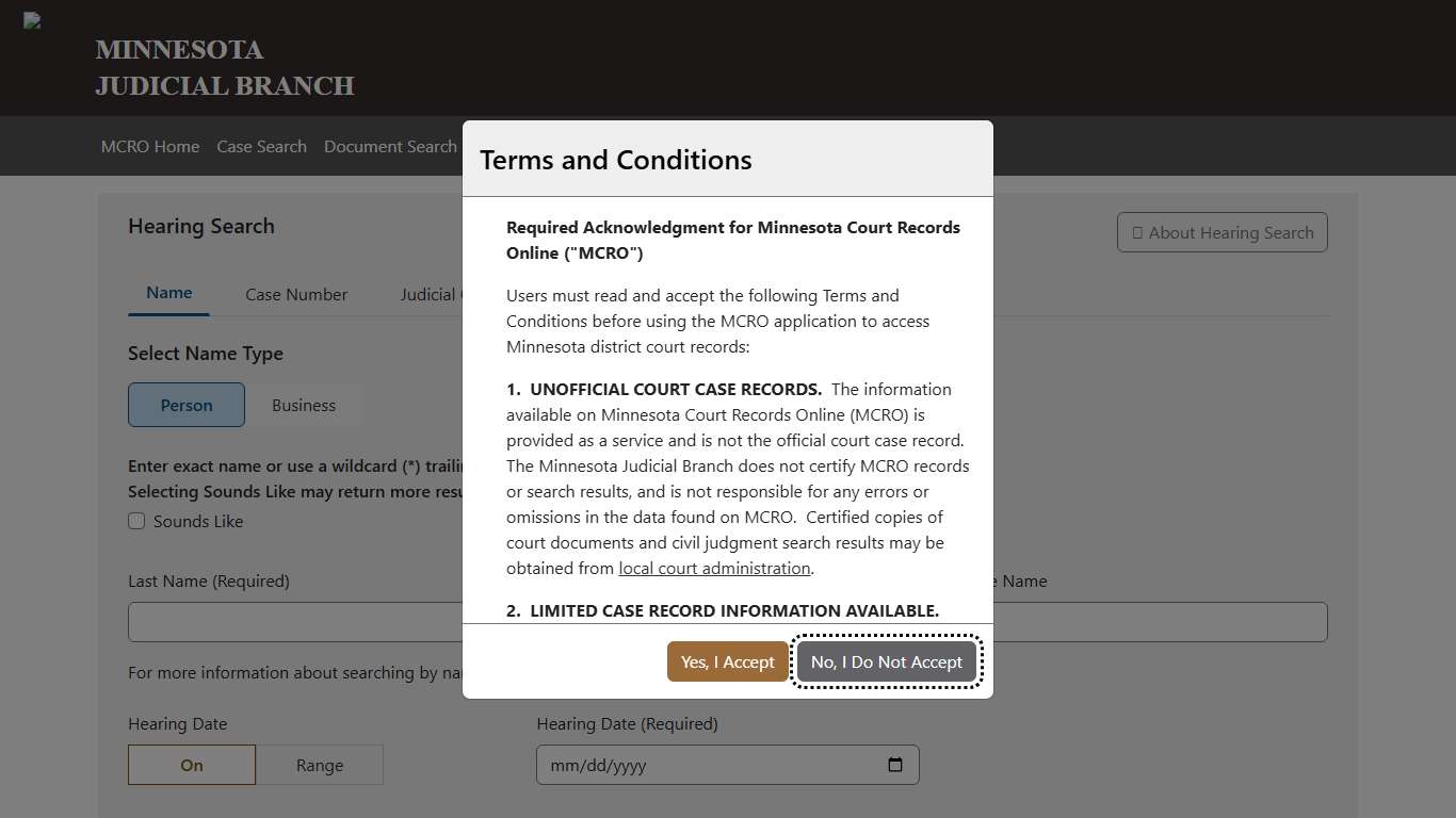 Hearing Search - Minnesota Court Records Online (MCRO)