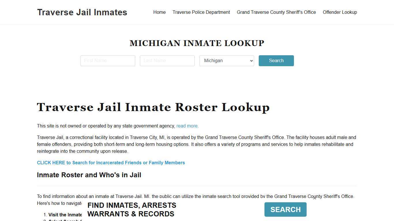 Traverse Jail Inmate Roster, Grand Traverse County, MI, Offender Search